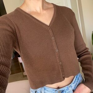 Brandy Melville Brown Button Up Cardigan